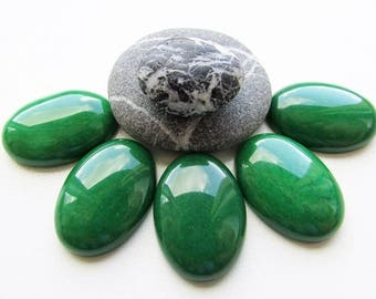 2 cabujones de jade verde, cabujón de piedra ovalada de 18x13mm, cabujón de piedra verde teñida, suministros de joyería con parte posterior plana