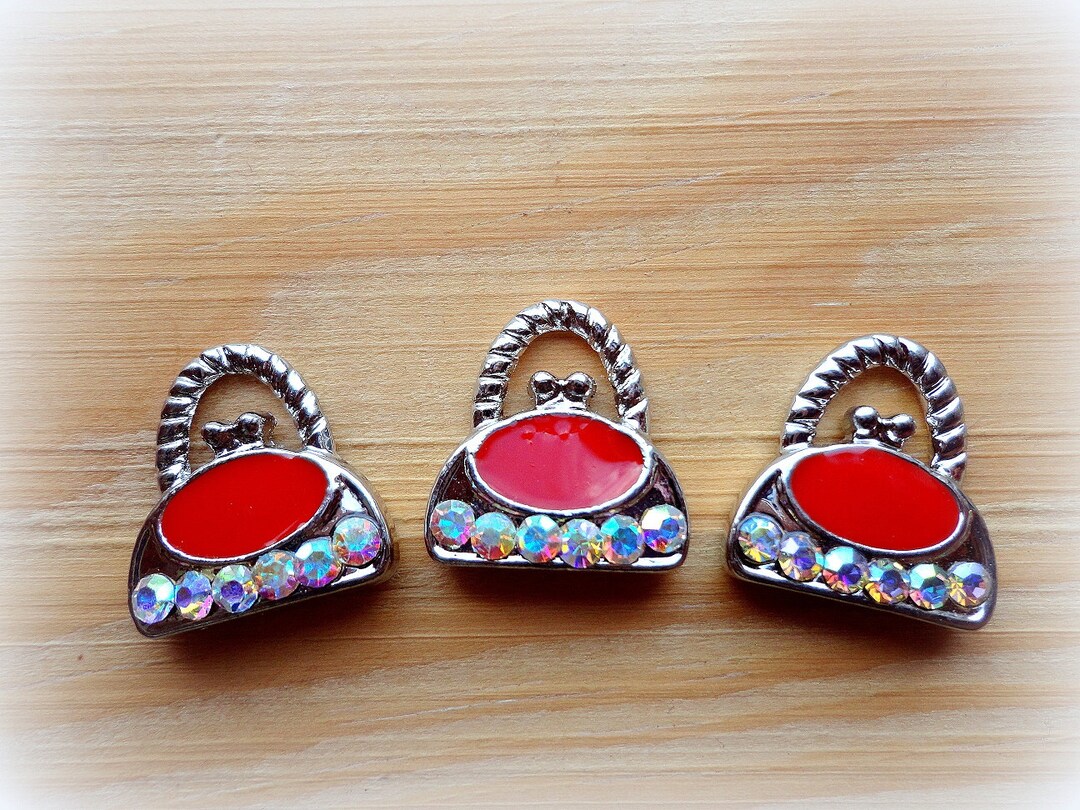 Bag Charms Red Enamel Charm Glass Crystal Fashion Bag Charm Etsy