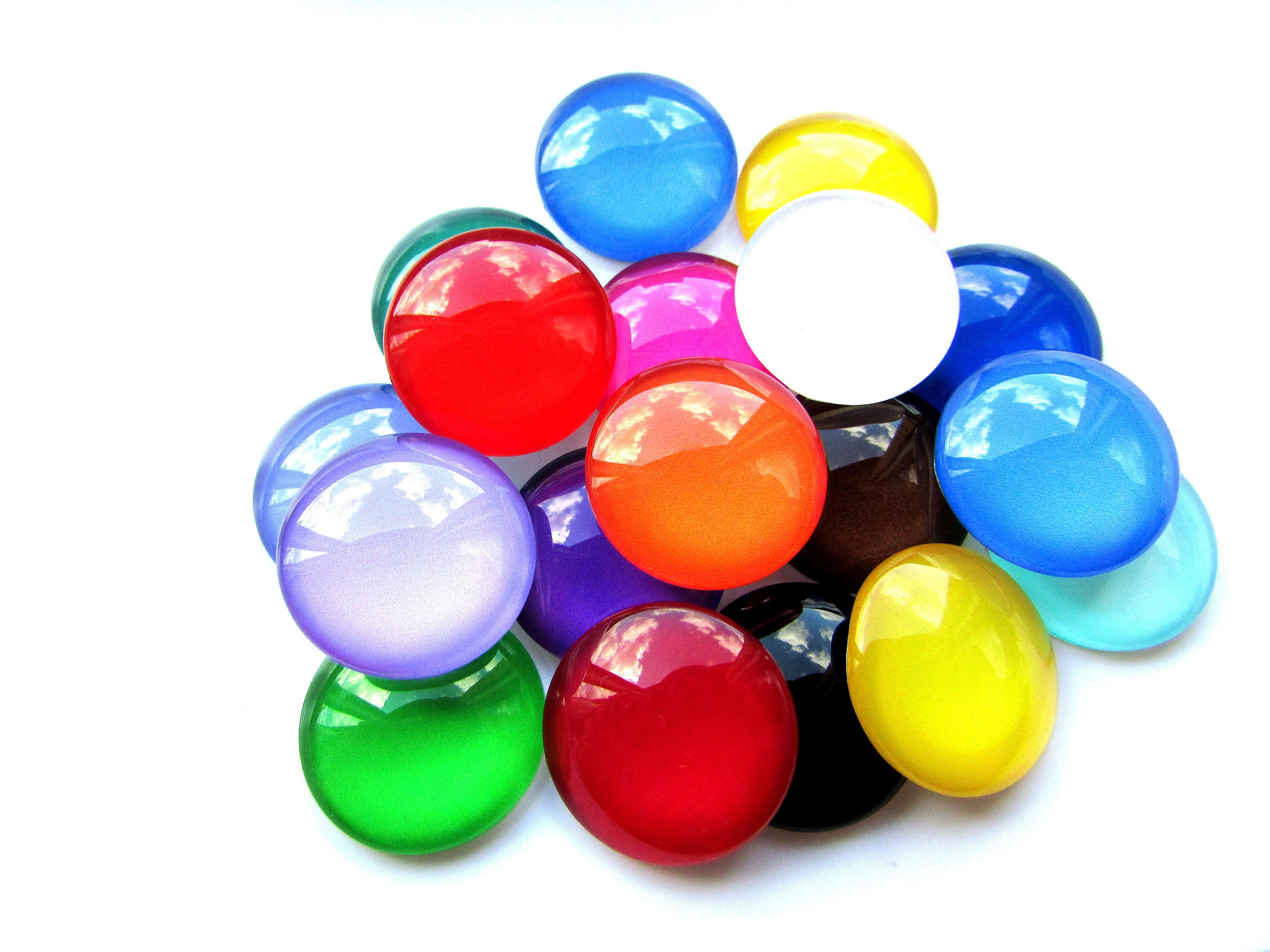10pcs Mix Color Glass Cabochons 14mm Glass Cabochon Round Etsy