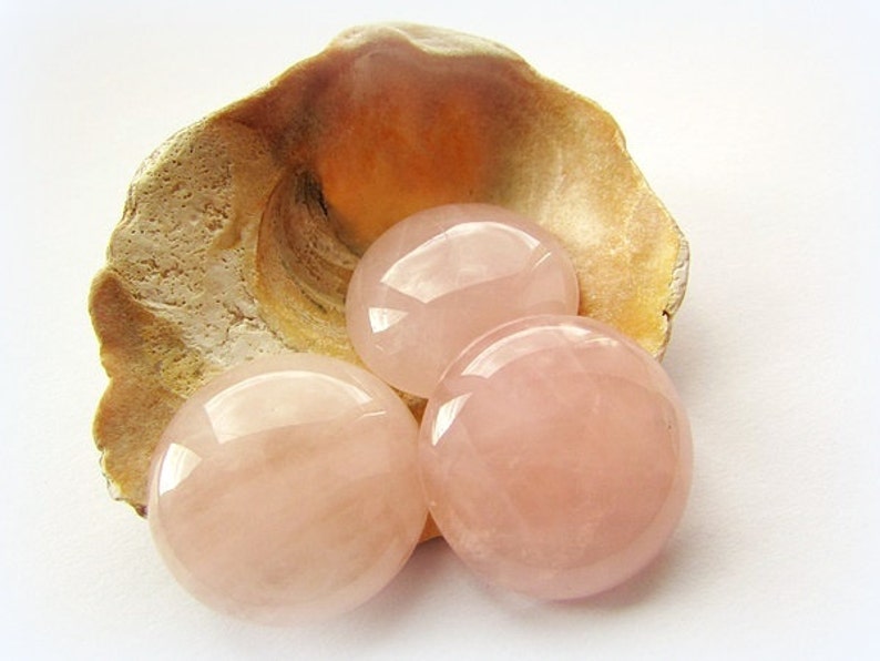 Rose Quartz Cabochon 25mm Natural Quartz Round Gemstone Cabochon Soft Pink Stone Cabochon Flat back Jewelry Supplies Craft Supply 1pcs