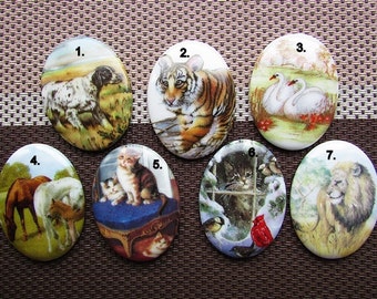 Porcelain Cameo Animal Cabochon 40x30mm Porcelain Cabochon Animal Cameo DIY Jewelry Supplies Oval Cameo AVAILABLE Nr. 1, 3