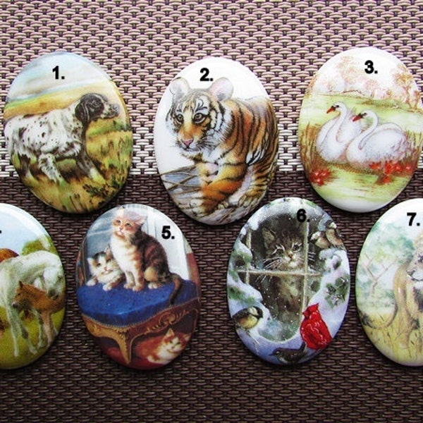 Camée en porcelaine Cabochon animal 40x30mm Cabochon en porcelaine Camée animal Bijoux à bricoler soi-même Fournitures Camée ovale DISPONIBLE Nr. 1, 3