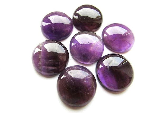 Pack of 4 x Purple Amethyst 10mm Coin-Shaped Flat-Backed Cabochon Charming Beads CA16682-2