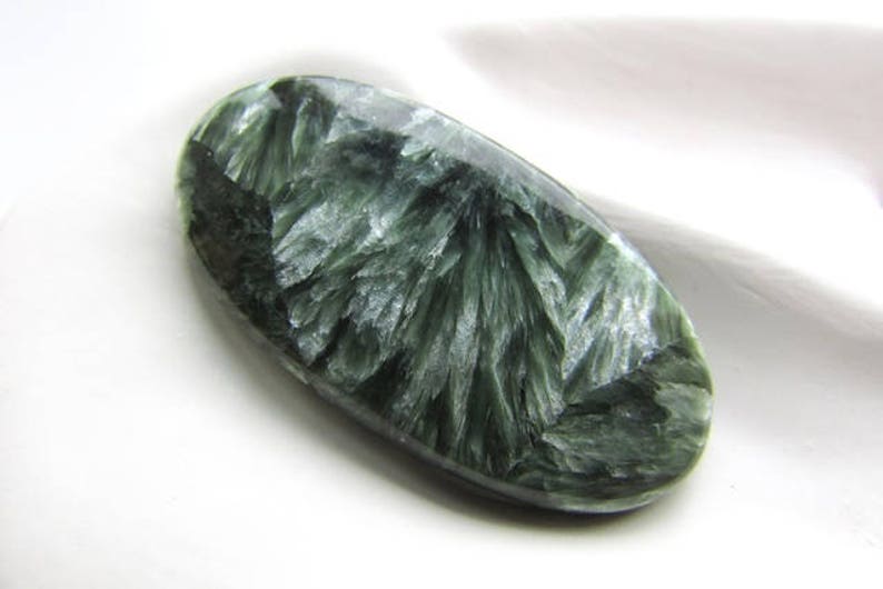 Natural Seraphinite Cabochon 37 x 19 mm Green Seraphinite Oval Stone Cabochon Natural Gemstone Flat back Jewelry Supplies 1