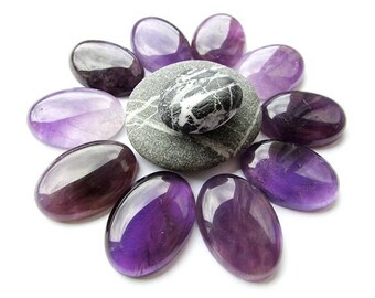 Améthyste naturelle Cabochon 25x18mm Violet Améthyste Pierre Cabochon Forme ovale Pierre précieuse Cabochon Dos plat Bijoux Fournitures (1)