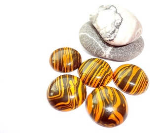 Striped Cabochons Orange Brown Stone Cabochons 16mm Round Caramel Brown Cabochon Flat back Cabochon Jewelry making Craft Supplies