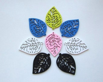 Wood Leaf Pendants Large Leaf Pendant Assorted Wood Pendants 50x35mm Natural Lightweight Wooden Beads Jewelry Supplies Lot of 8pcs