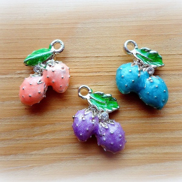 Enamel Strawberry Charm Berry Charms Strawberry Pendant Colourful Charm Jewelry Making Craft supplies 1pcs