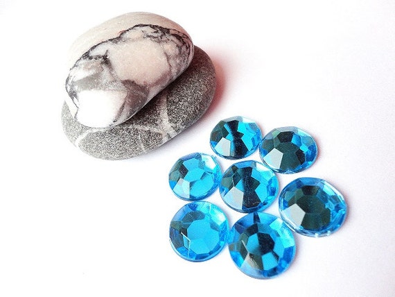 Blue Rhinestones 10mm Faceted Acrylic Rhinestones Cabochon 