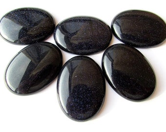 Blue Goldstone Cabochon 40x30mm Blue Sandstone Cabochon Large Oval Shiny Stone Cabochon Flat back Jewelry Supplies