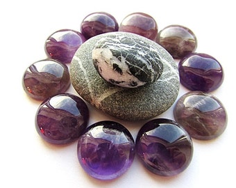 Natural Amethyst Cabochons 16mm Round Purple Amethyst Gemstone Amethyst Stone Cabochon Flat Back Supplies 2 pcs