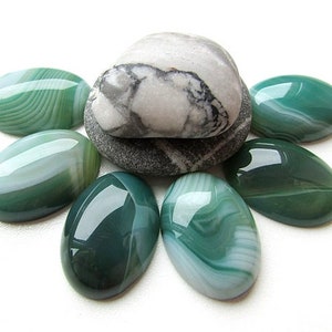 Onyx Agate Cabochon Green Agate Stone Cabochon 25x18mm Oval Agate Gemstone Flat back Jewelry Supplies 1pcs