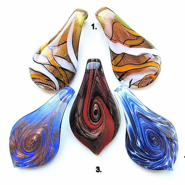 Lampwork Glass Pendant Colorful Glass Drop Shape Pendant Women's Jewelry Murano Pendant Shiny Shining Pendant 1 pcs