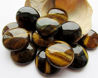 Tiger Eye Cabochon 20mm Round Stone Cabochon Gold Brown Tiger Eye Cabochon Natural Tiger Eye Gemstone Cabochon Flat back Supplies 1pcs