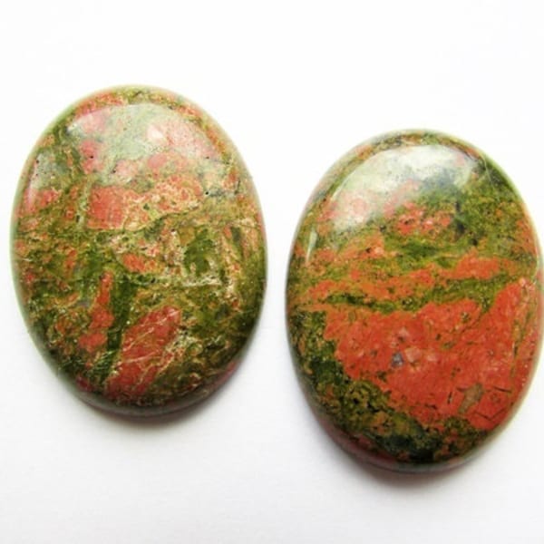 Natural Unakite Cabochon Unakite Stone Cabochon 40x30mm Oval Green Pink Unakite Cabochon Polished Unakite Gemstone Beadwork Supply 1pcs