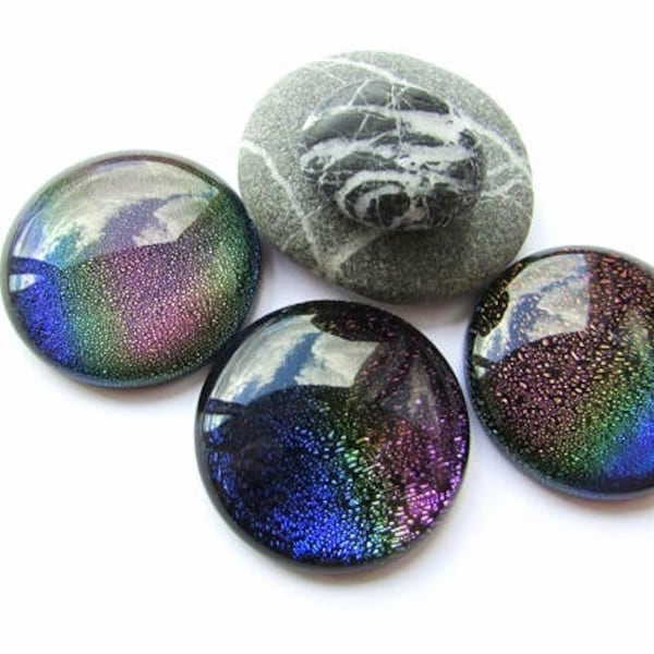 Dichroic Glass Cabochon 30mm Brillant Cabochon Coloré Rond Multicolore Cabochon Dos Plat Bijoux Fabrication Fournitures Artisanales 1pcs