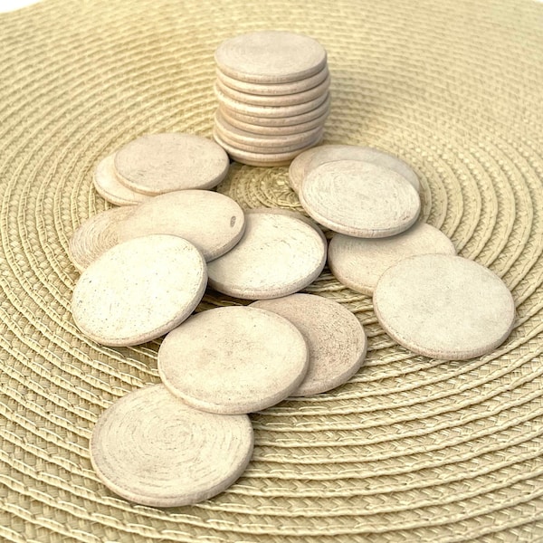 wood poker chips antique vintage collectible white wooden disk