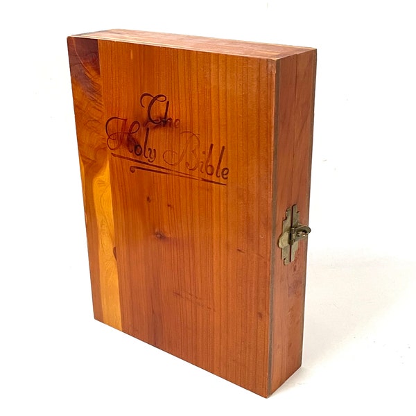 Wooden box bible holder vintage wood jewelry stash storage box mens valet