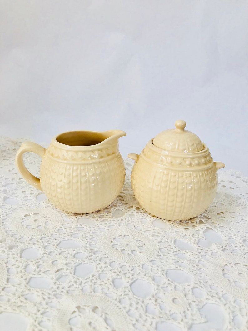 Cream and sugar bowl with lid set pair vintage cream pitcher Etsy