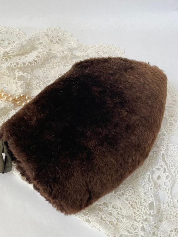 Fur muff hand warmer brown faux fur small child s… - image 6