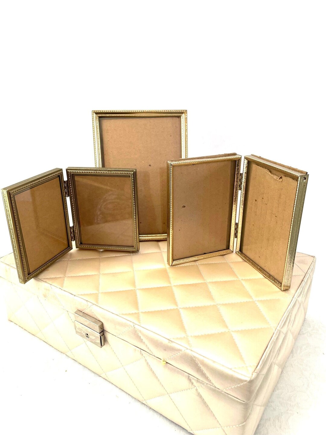 Small Metal Frames Vintage Hinged Table Top Antique Brass Etsy