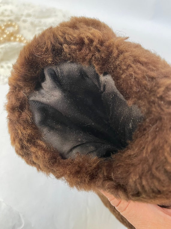 Fur muff hand warmer brown faux fur small child s… - image 2