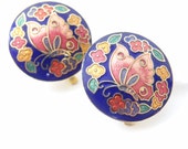 Clip auf Ohrringe Cloisonné Schmetterling Emaille Vintage Schmuck