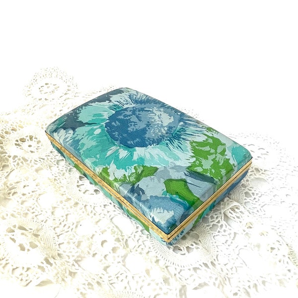 jewelry box blue floral divided tray vanity storage organizer earrings bracelets