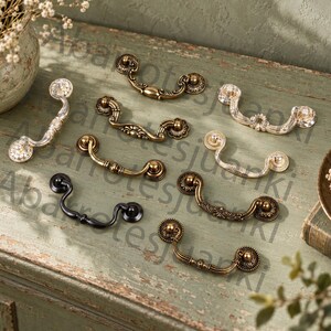 Antique Brass Drawer Pulls, Ornate Cabinet Handles, French Provincial Hardware, Vintage Dresser Furniture Pulls