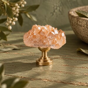 Natural Crystal Cabinet Knob, Champagne Gold Brass Drawer Pull, Raw Geode Furniture Hardware, Luxury Dresser Wardrobe Knob