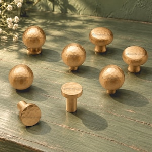 Vintage Brass Cabinet Knobs, Hand Hammered Drawer Pulls, French Dresser Pulls, Antique Brass Knobs