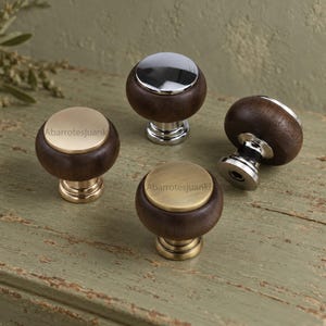 Walnut Cabinet Knob, Minimalist Drawer Pull, Zinc Alloy Furniture Hardware, Vintage Round Handle, Modern Kitchen Cabinet Decor