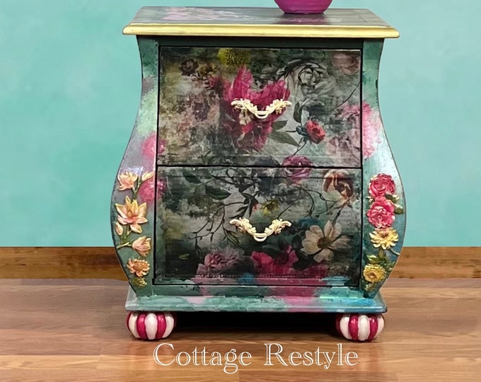 Bombe Chest Floral Chest Bombe Dresser Handpainted Etsy