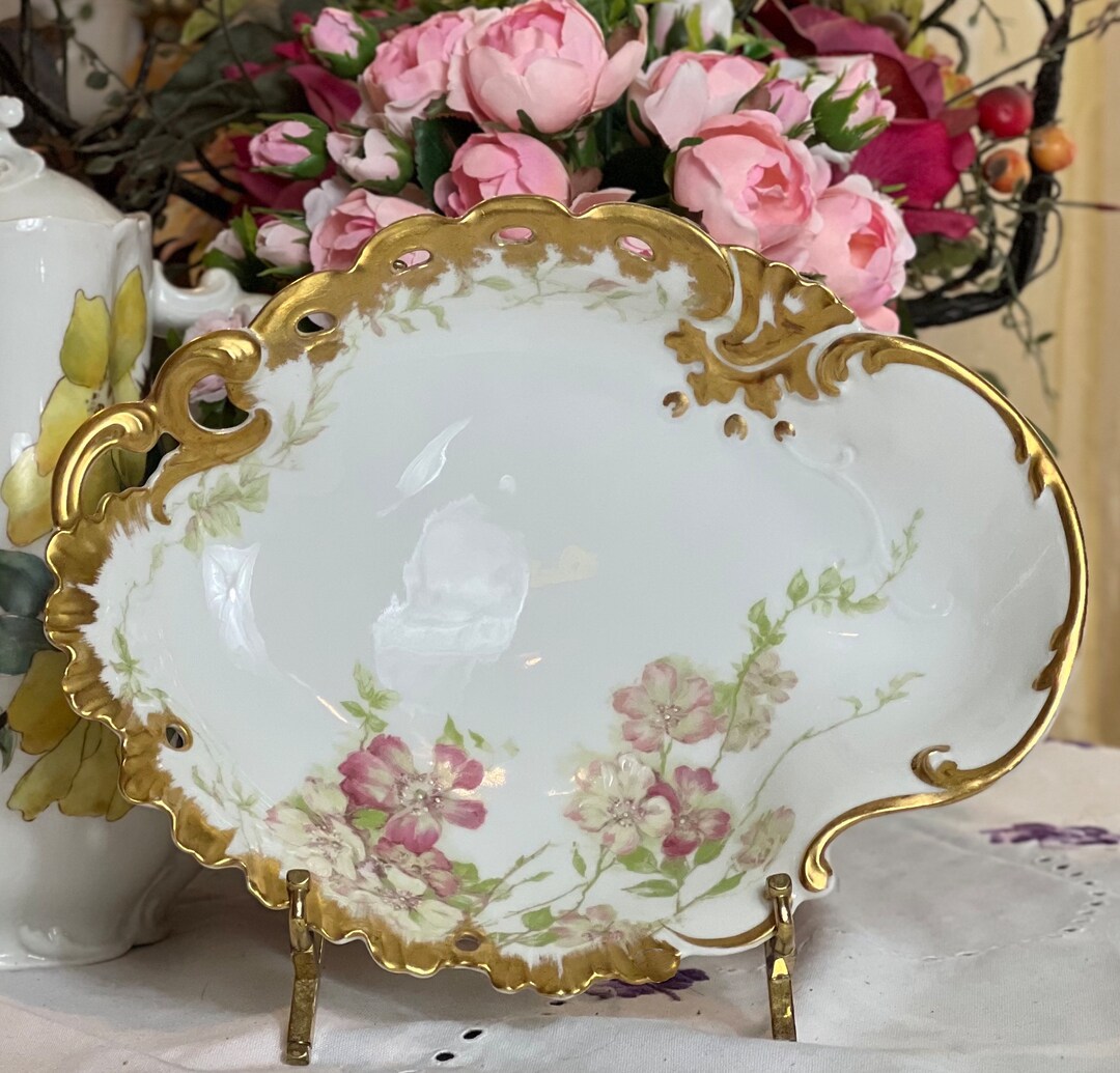 Haviland & Co Limoges Scalloped Shape Candy Dish Heavy Gold Etsy