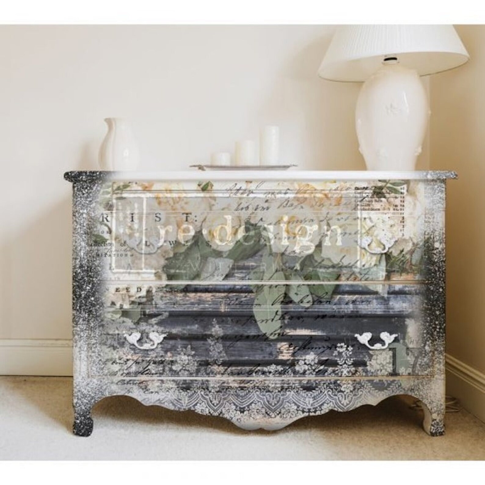 White Fleur Decor Transfers® ReDesign with Prima Rub on Etsy