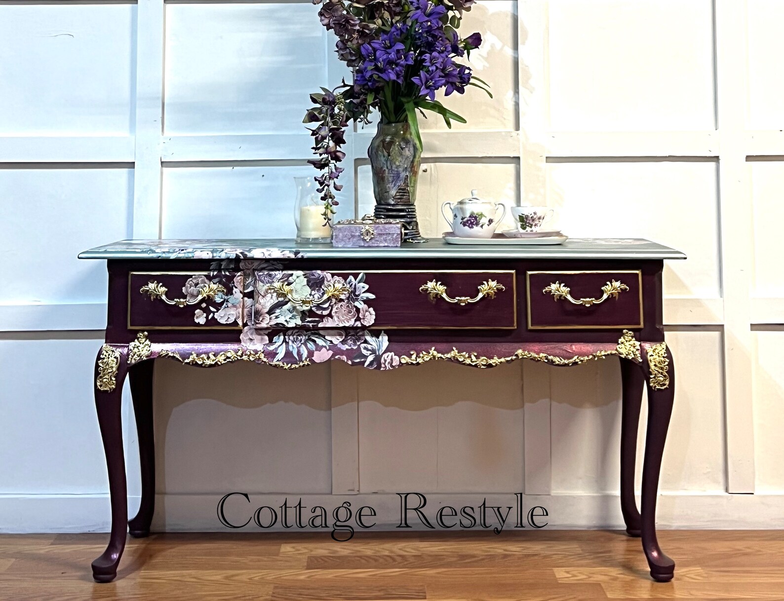 French Country Desk Accent Table Vanityconsole Etsy