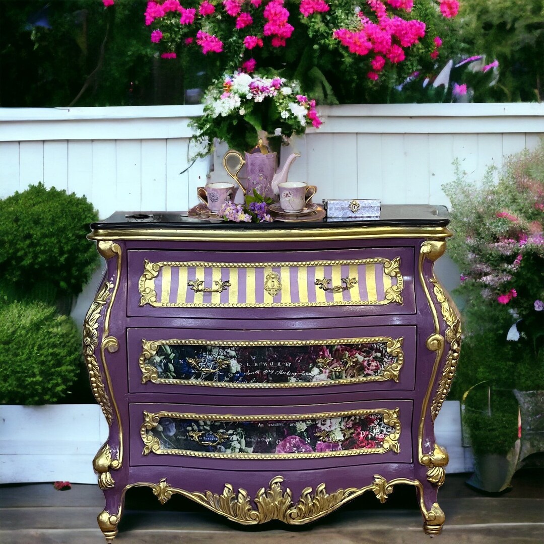 French Country Chest Vintage Bedroom Dresser Handpainted Etsy