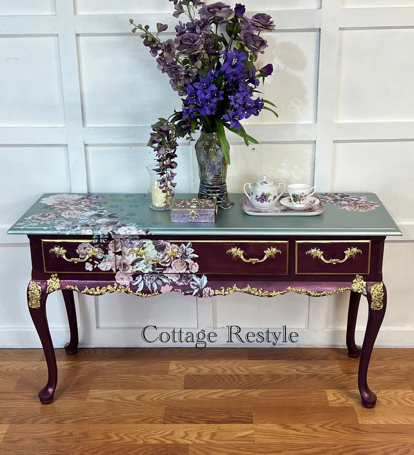 French Country Desk Accent Table Vanityconsole Etsy