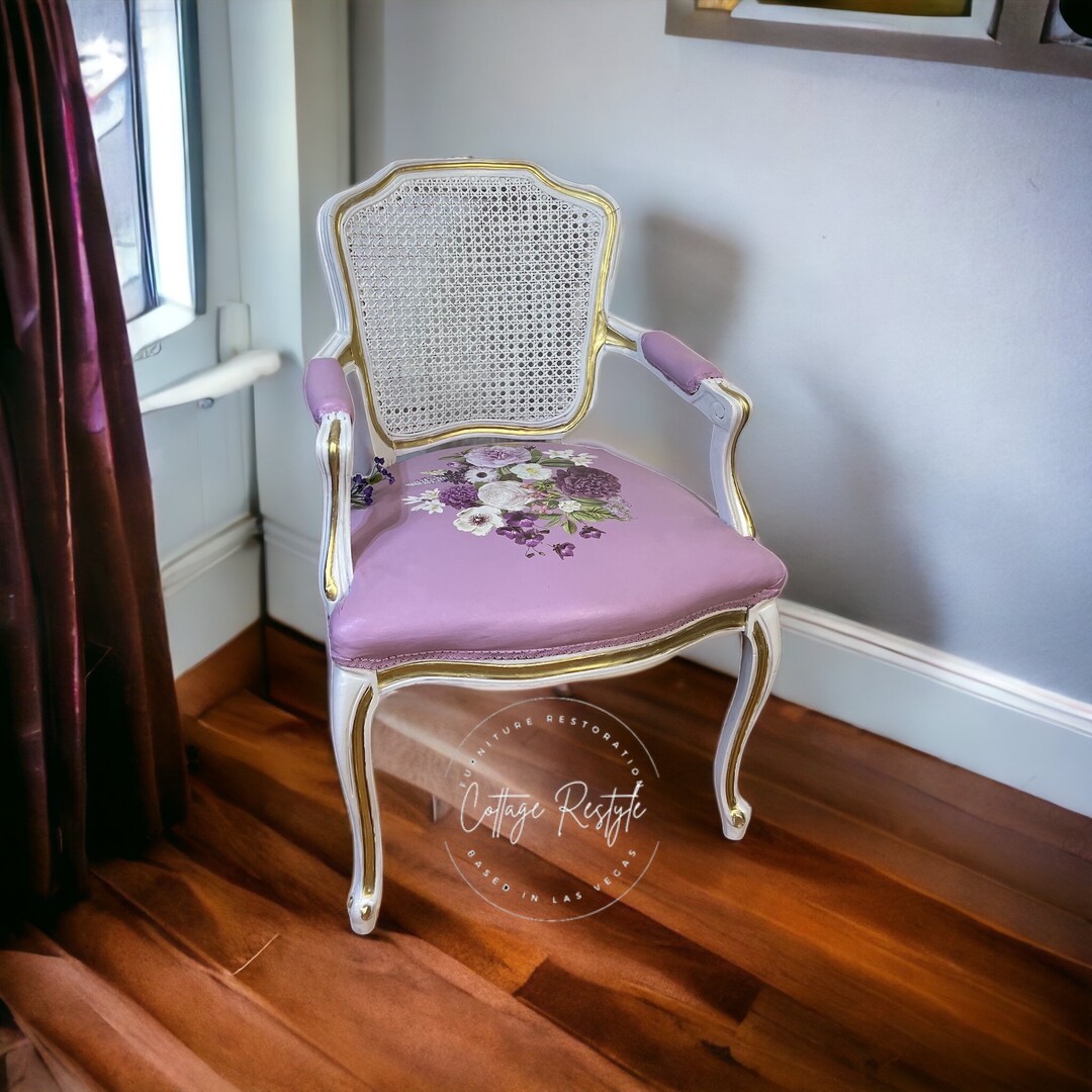 Vintage Bergere Chair Cane Back Chair Handpainted Boudoir Etsy