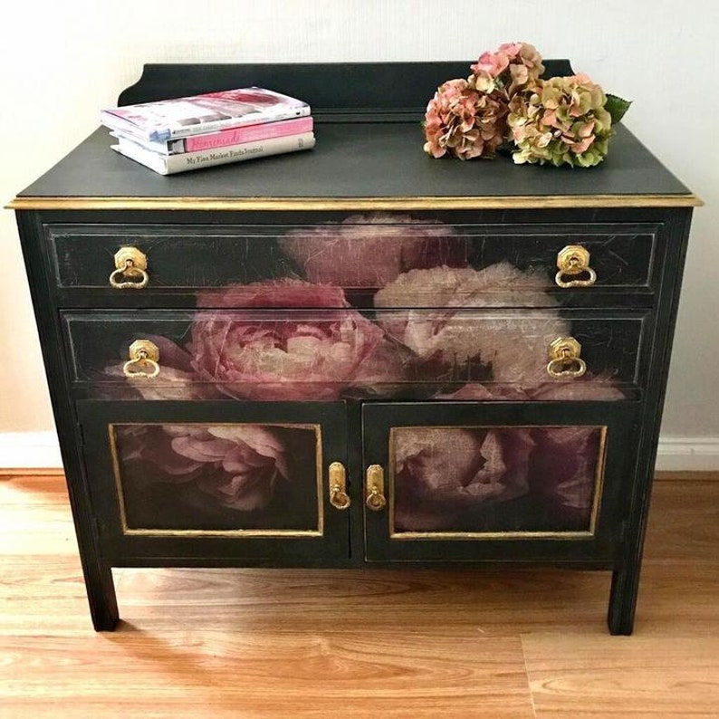 Moody Florals Decoupage Paper Mint by Michele Etsy