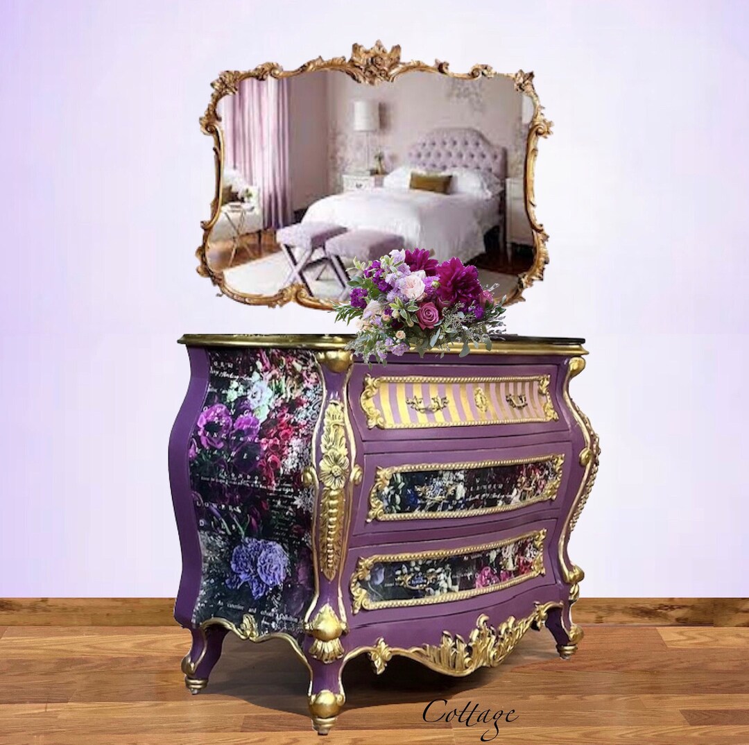 French Country Chest Vintage Bedroom Dresser Handpainted Etsy