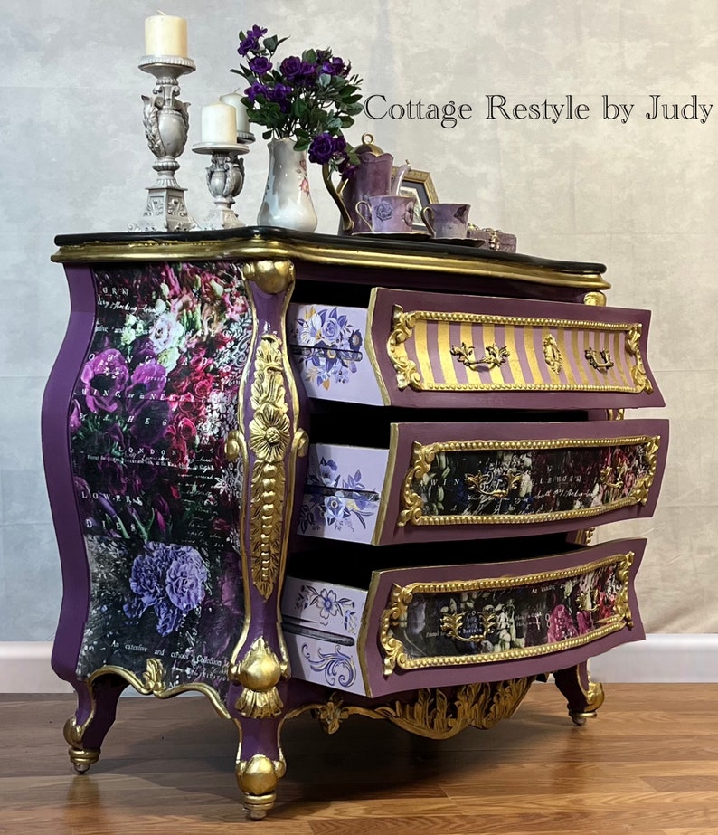 French Country Chest Vintage Bedroom Dresser Handpainted Etsy