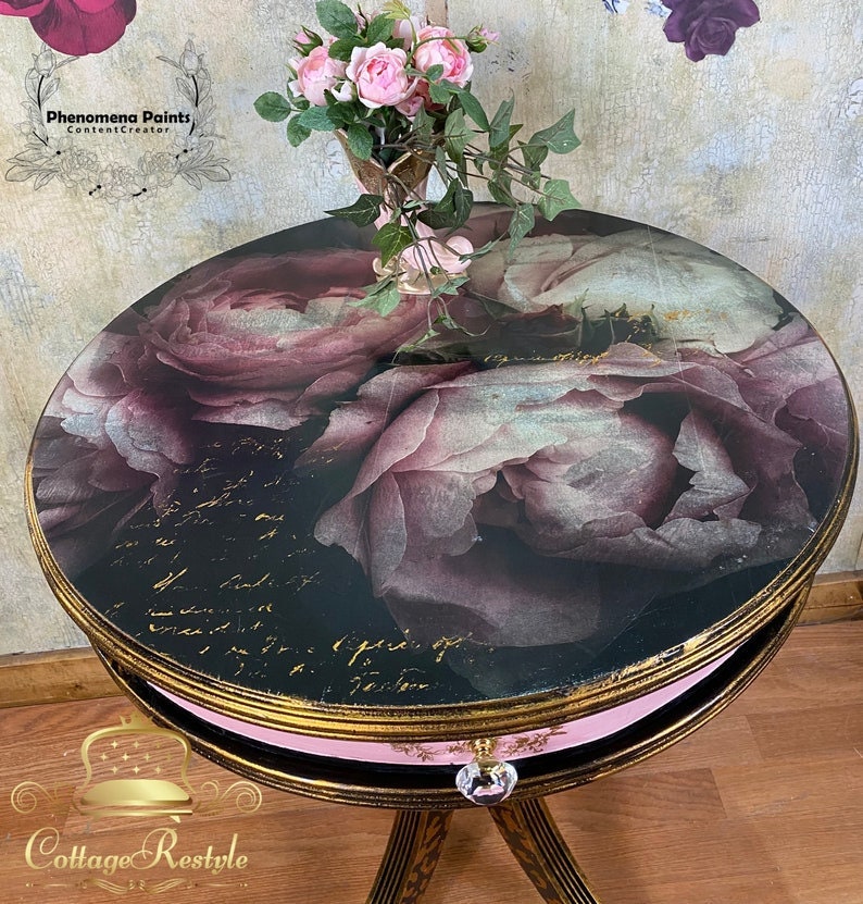 Moody Florals Decoupage Paper Mint by Michele Etsy