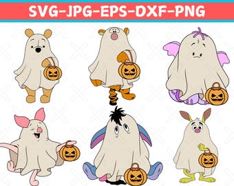 Halloween Winnie the Pooh Ghost SVG Bundle (Digital Download)