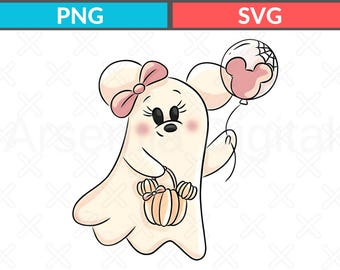 Minnie Mouse Ghost SVG PNG, Halloween Party Gift (Digital Download)