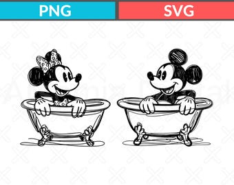Mickey Mouse SVG PNG Digital Download, Funny Bathtub Design
