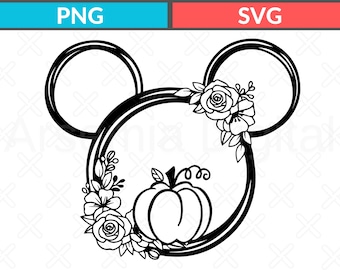 Mickey Mouse Floral Pumpkin SVG, Thanksgiving Party Design (Digital Download)