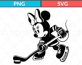 Minnie Mouse Ice Hockey SVG, PNG Files 4 Colors (Digital Download)