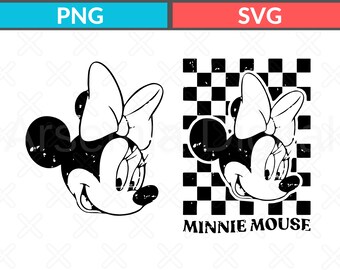 Retro Minnie Mouse Svg, Retro Minnie Checkered Png, Disneyland Minnie Svg, Disney Png Kids, Minnie Svg, Checkered Disney Png