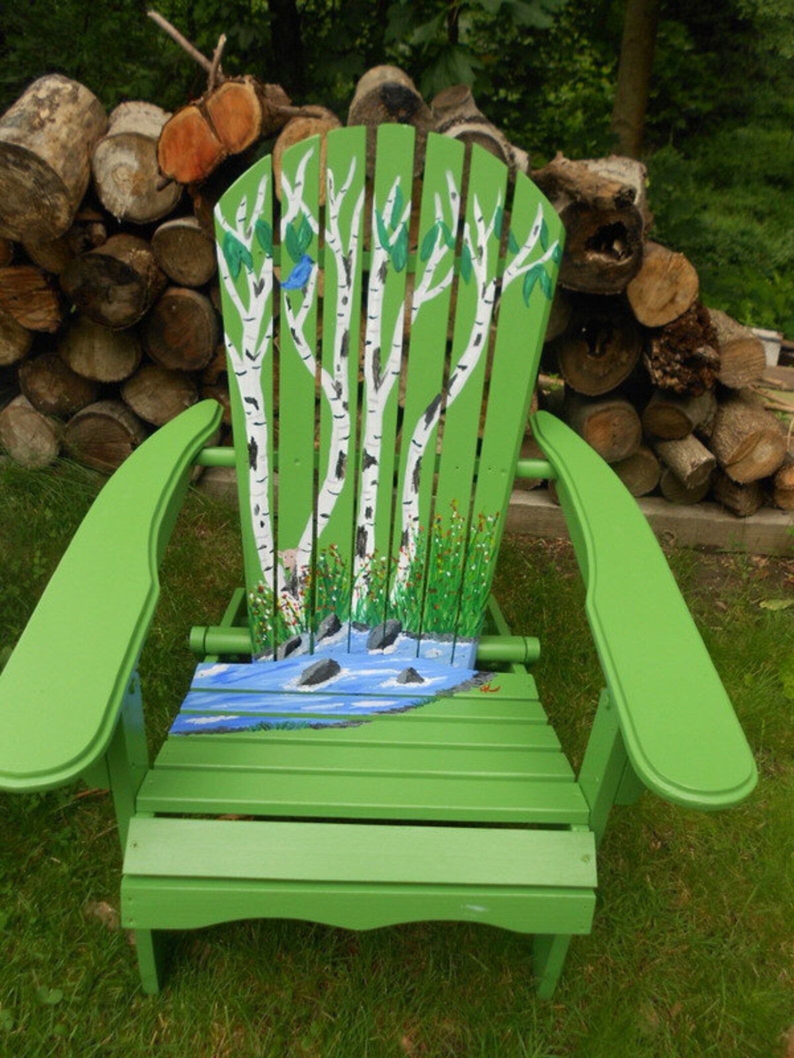 Hand Painted Adirondack Chair and Ottomans Etsy